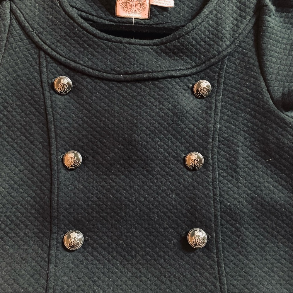 Juicy Couture Quilted Black Shift Dress with Gold Buttons - M - Picture 4 of 6